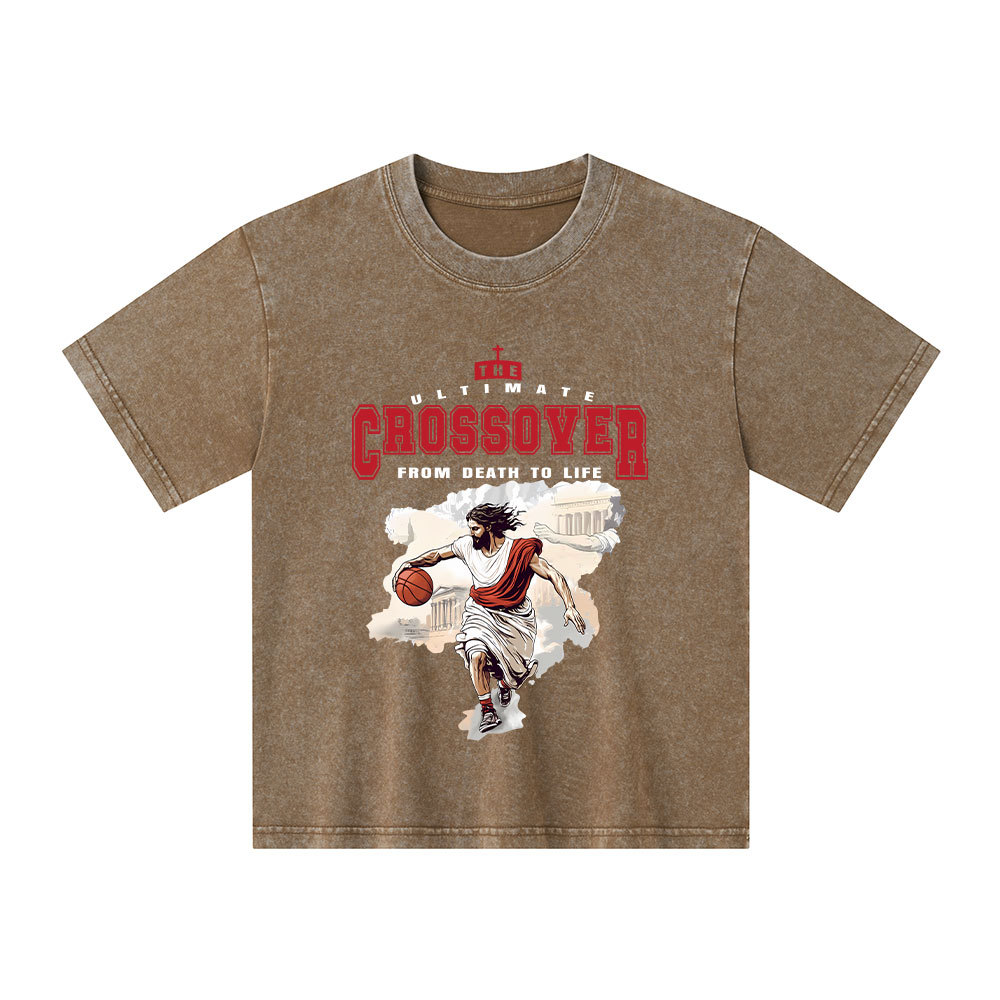 The Ultimate Crossover From Death To Life Christian Kid Washed T-Shirt