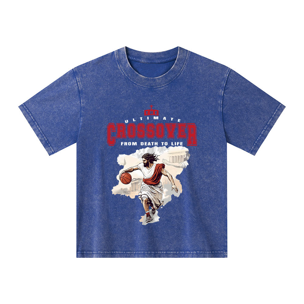 The Ultimate Crossover From Death To Life Christian Kid Washed T-Shirt