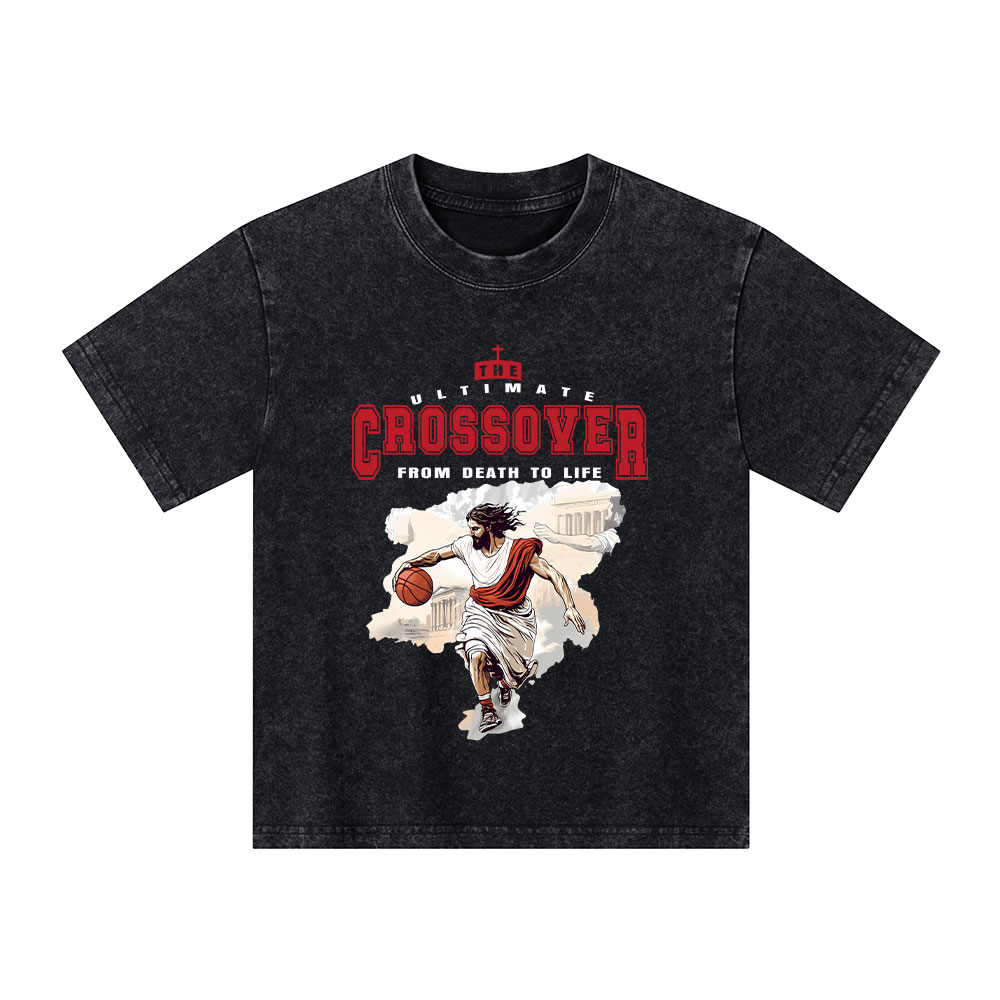 The Ultimate Crossover From Death To Life Christian Kid Washed T-Shirt