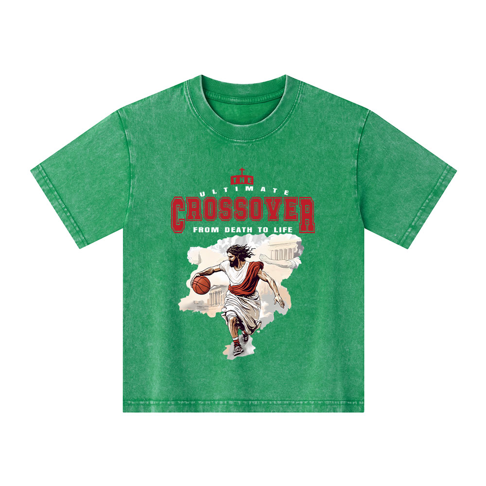 The Ultimate Crossover From Death To Life Christian Kid Washed T-Shirt