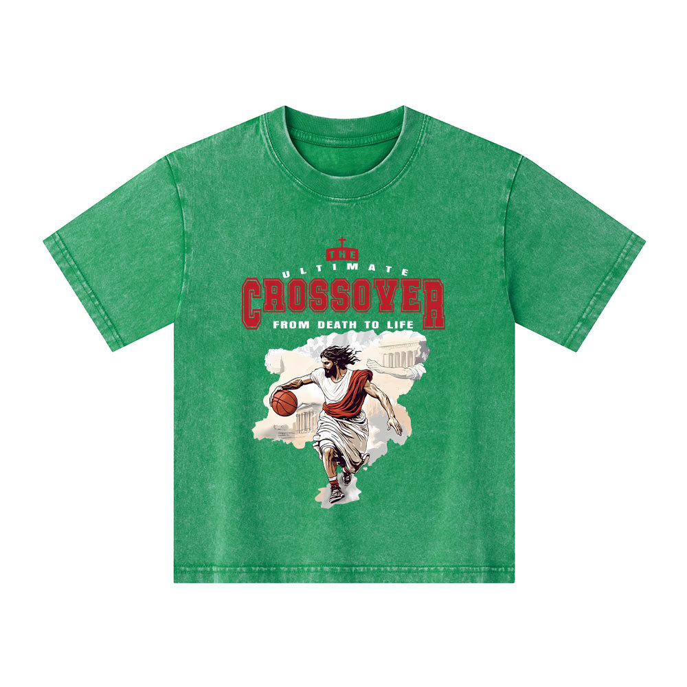 The Ultimate Crossover From Death To Life Christian Kid Washed T-Shirt