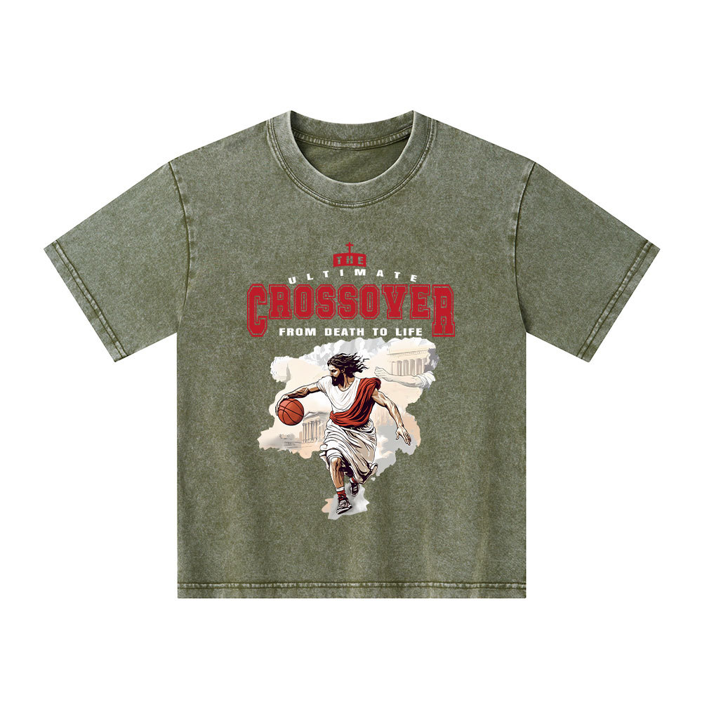 The Ultimate Crossover From Death To Life Christian Kid Washed T-Shirt