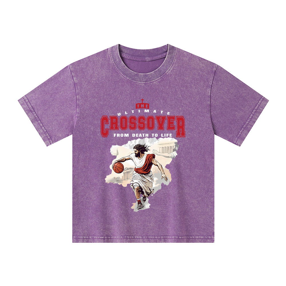 The Ultimate Crossover From Death To Life Christian Kid Washed T-Shirt