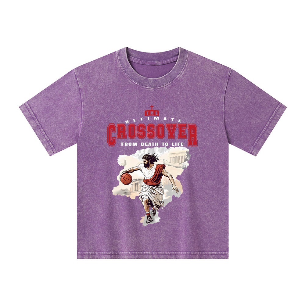 The Ultimate Crossover From Death To Life Christian Kid Washed T-Shirt