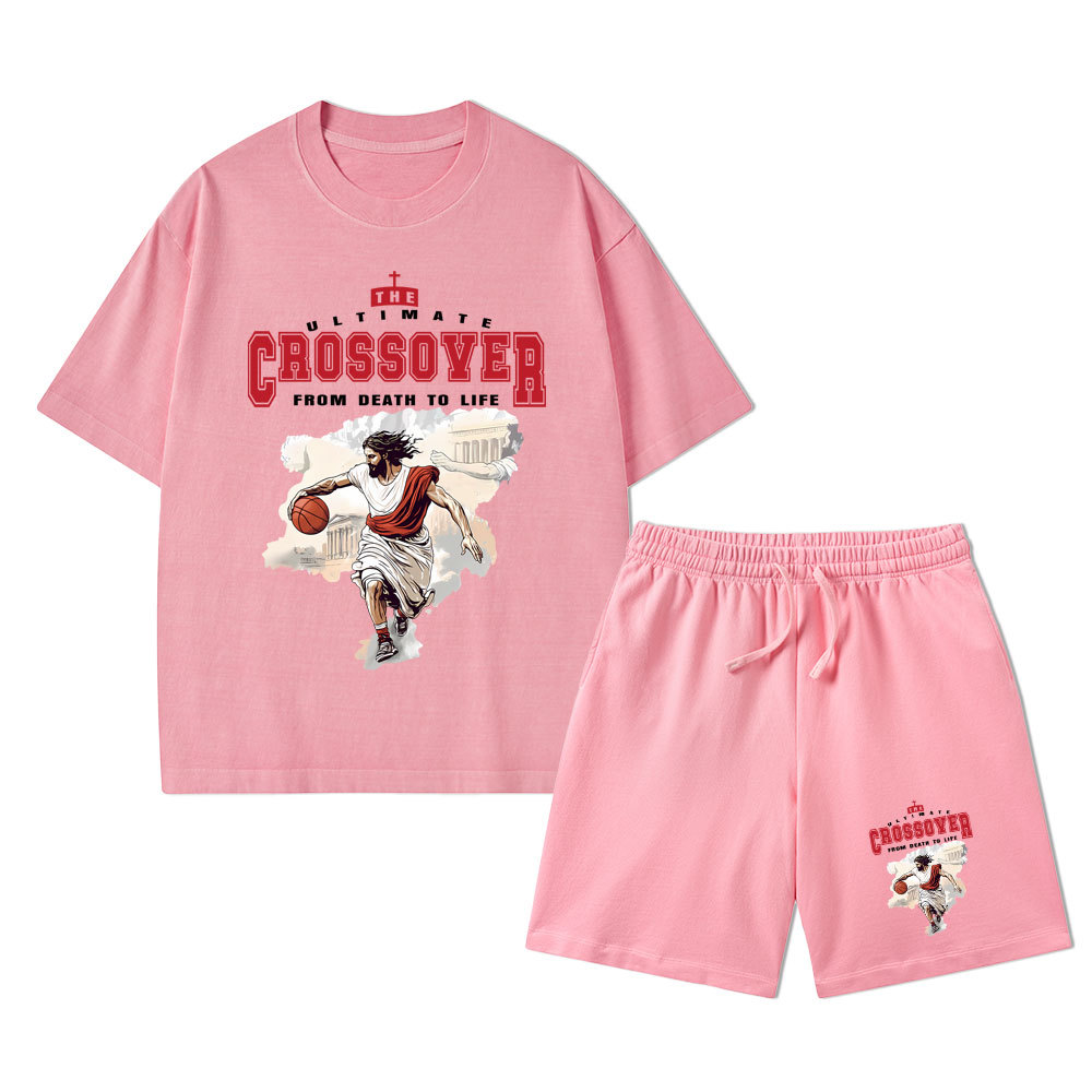 The Ultimate Crossover From Death To Life Christian Washed T-Shirt & Shorts