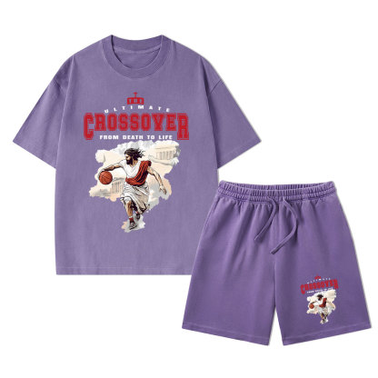 The Ultimate Crossover From Death To Life Christian Washed T-Shirt & Shorts