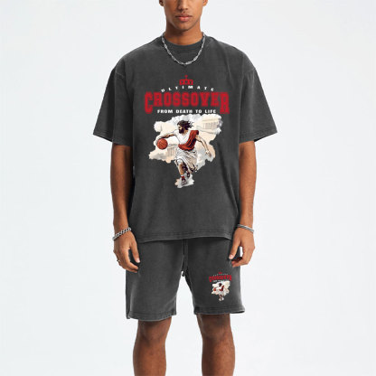 The Ultimate Crossover From Death To Life Christian Washed T-Shirt & Shorts