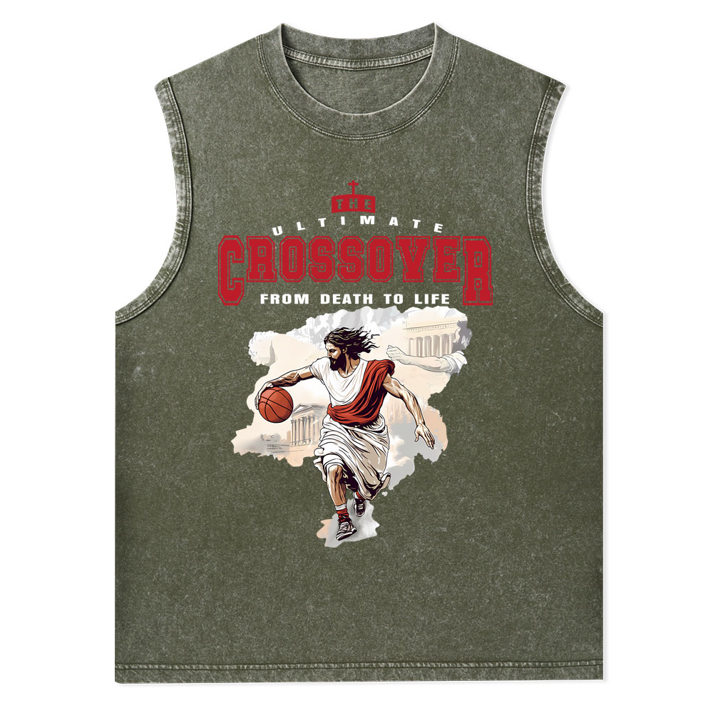 The Ultimate Crossover From Death To Life Christian Washed Tank Top