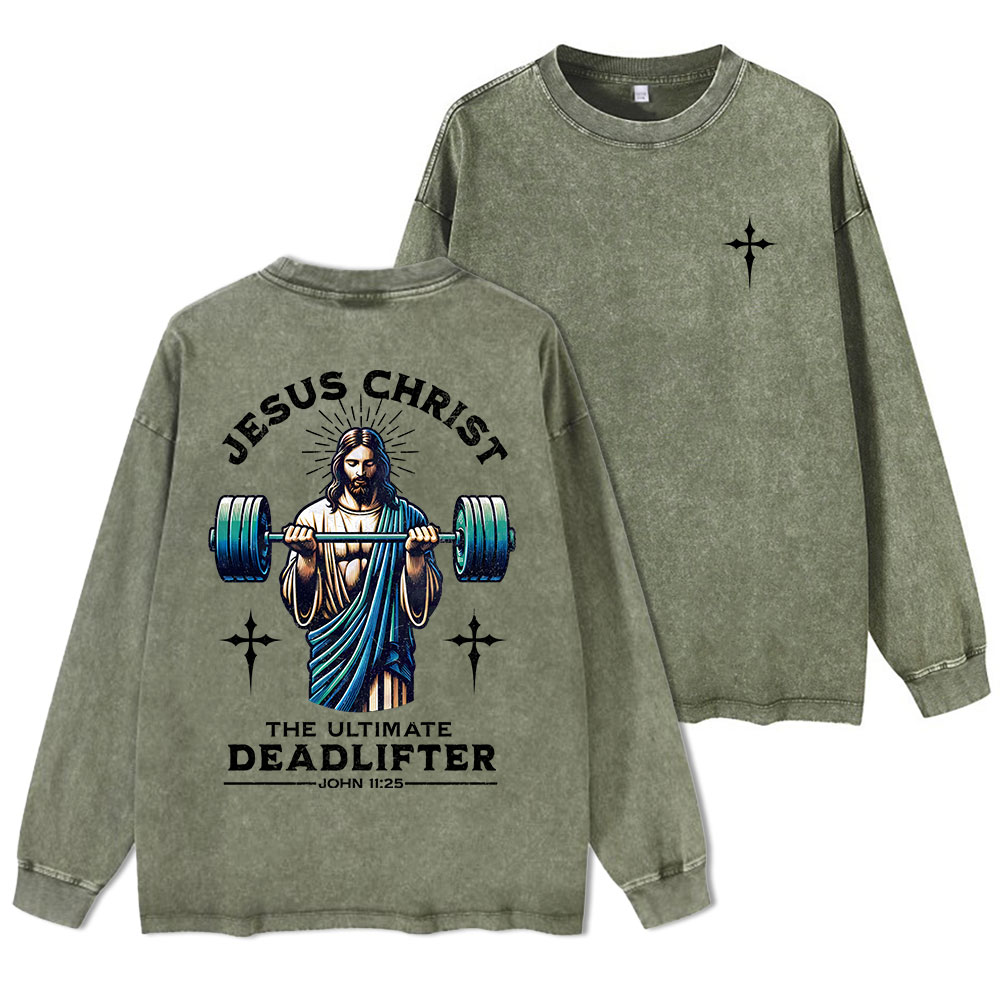 The Ultimate Deadlifter Washed Long Sleeve T-Shirt