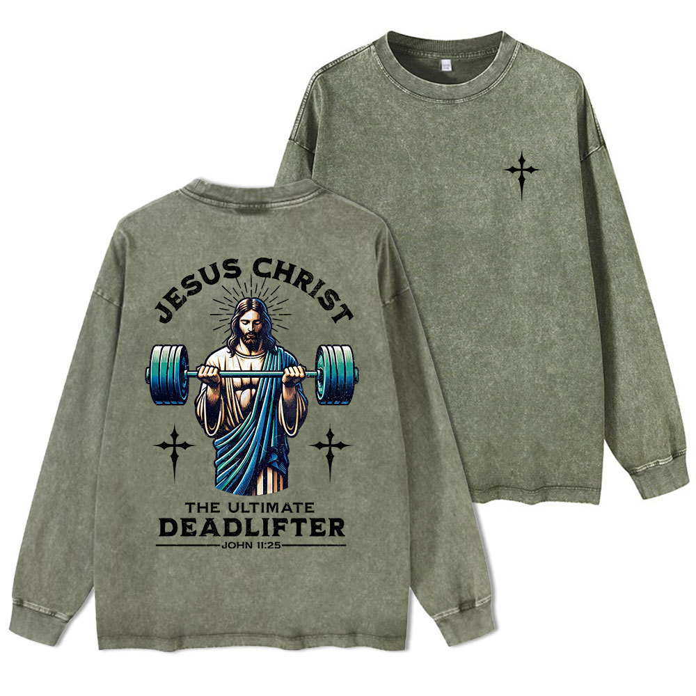 The Ultimate Deadlifter Washed Long Sleeve T-Shirt