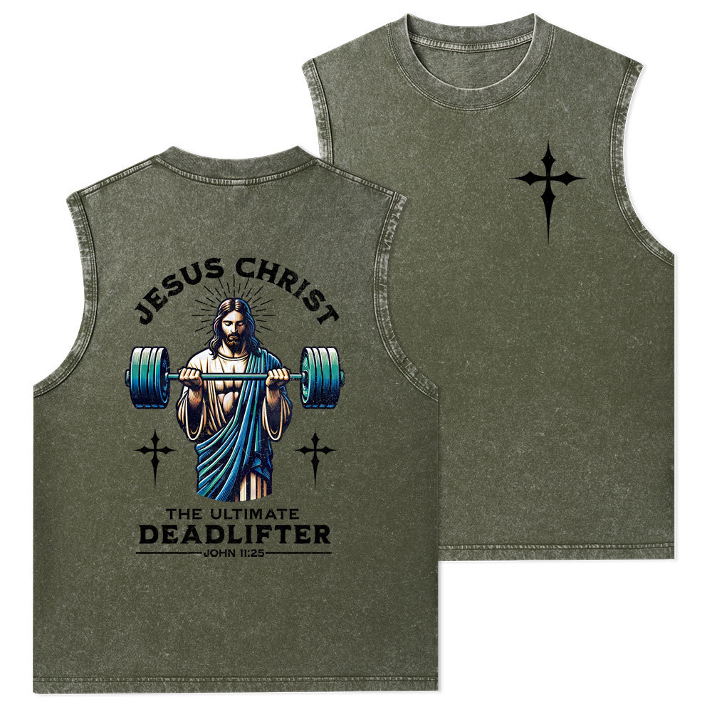The Ultimate Deadlifter Christian Washed Tank Top
