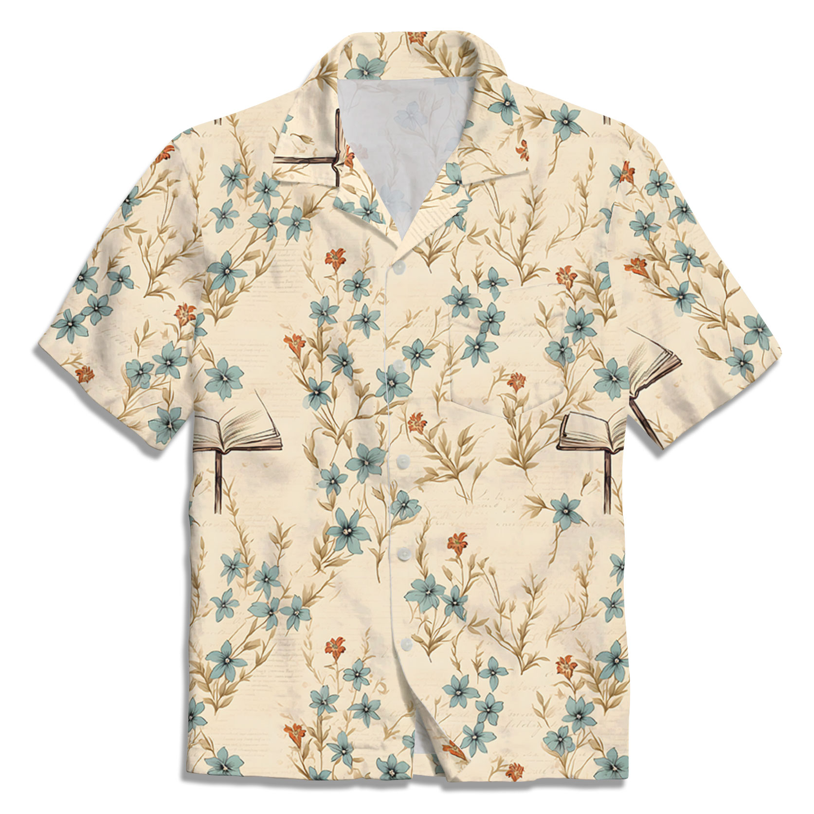 The Vintage Blue  Flower Christian Hawaiian Shirt