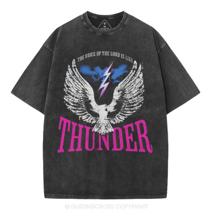 The Voice Of The Lord Is Like Thunder Christian Washed T-Shirt
