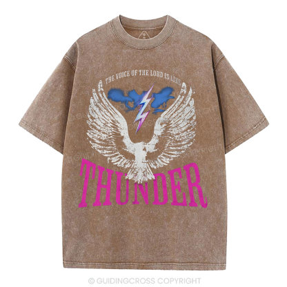 The Voice Of The Lord Is Like Thunder Christian Washed T-Shirt