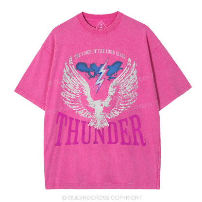 The Voice Of The Lord Is Like Thunder Christian Washed T-Shirt