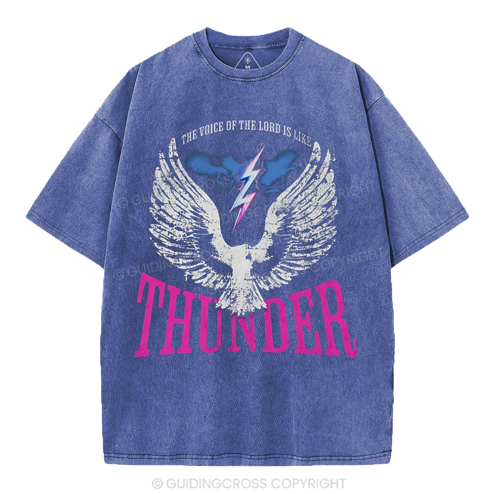 The Voice Of The Lord Is Like Thunder Christian Washed T-Shirt