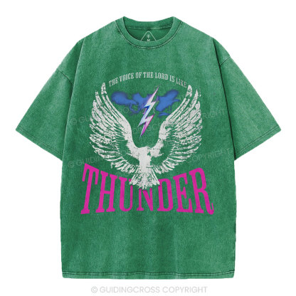 The Voice Of The Lord Is Like Thunder Christian Washed T-Shirt