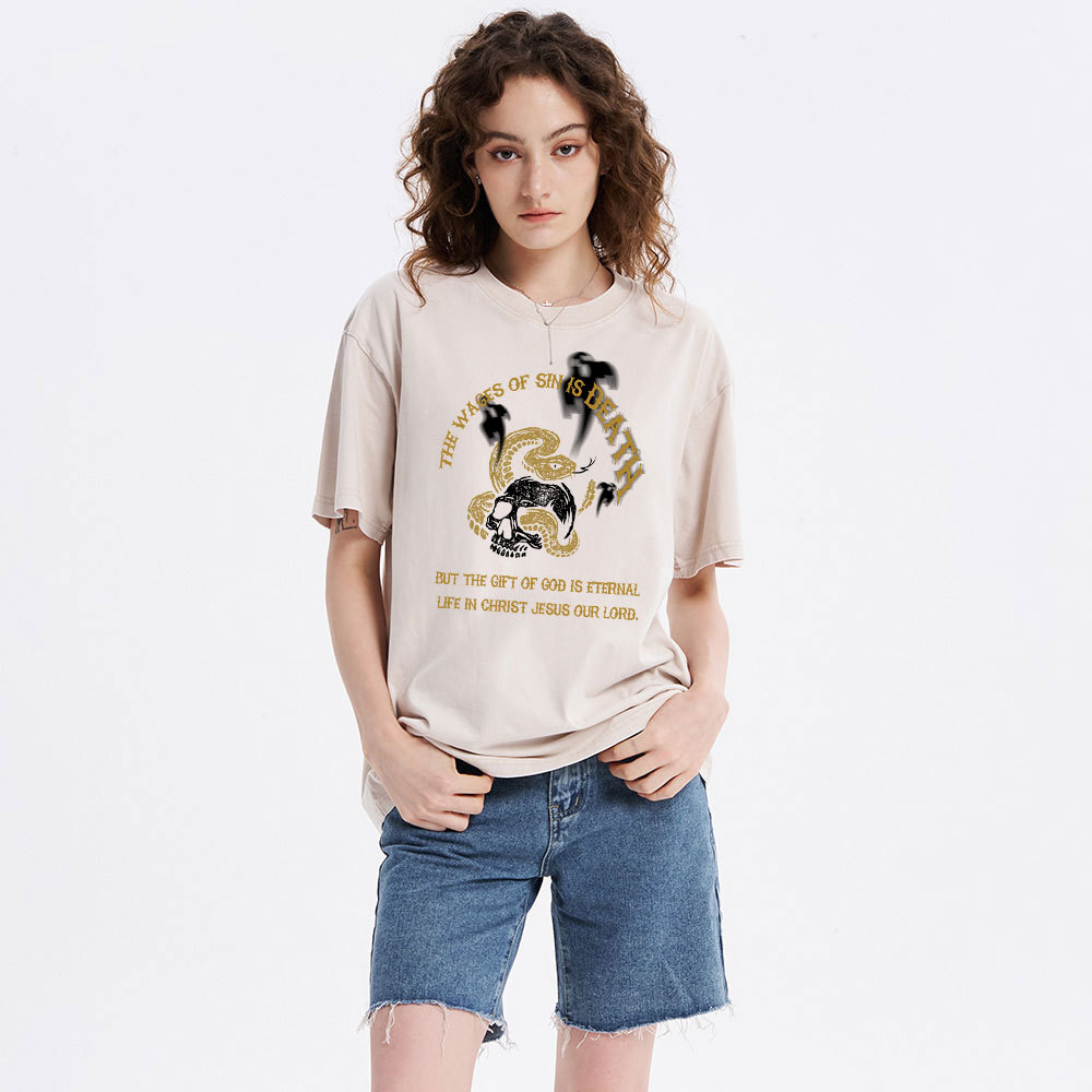 The Wages Of Sin Is Death Christian Washed T-Shirt