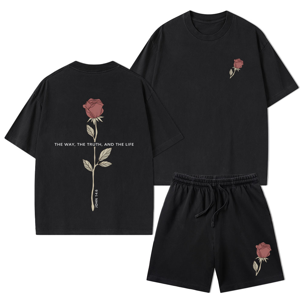 The Way The Truth The Life Christian Washed T-Shirt & Shorts