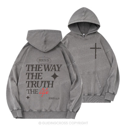 The Way The Truth The Life Christian Washed Hoodie