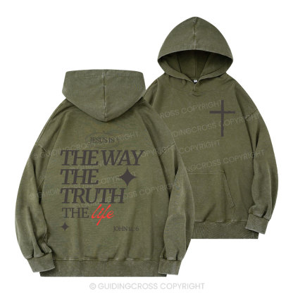 The Way The Truth The Life Christian Washed Hoodie