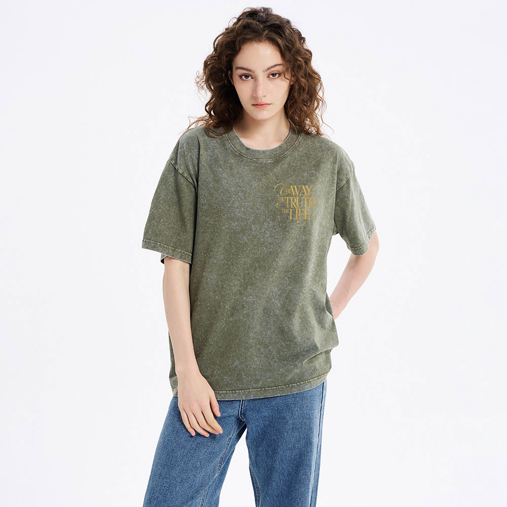 The Way The Truth The Life Christian Washed T-Shirt