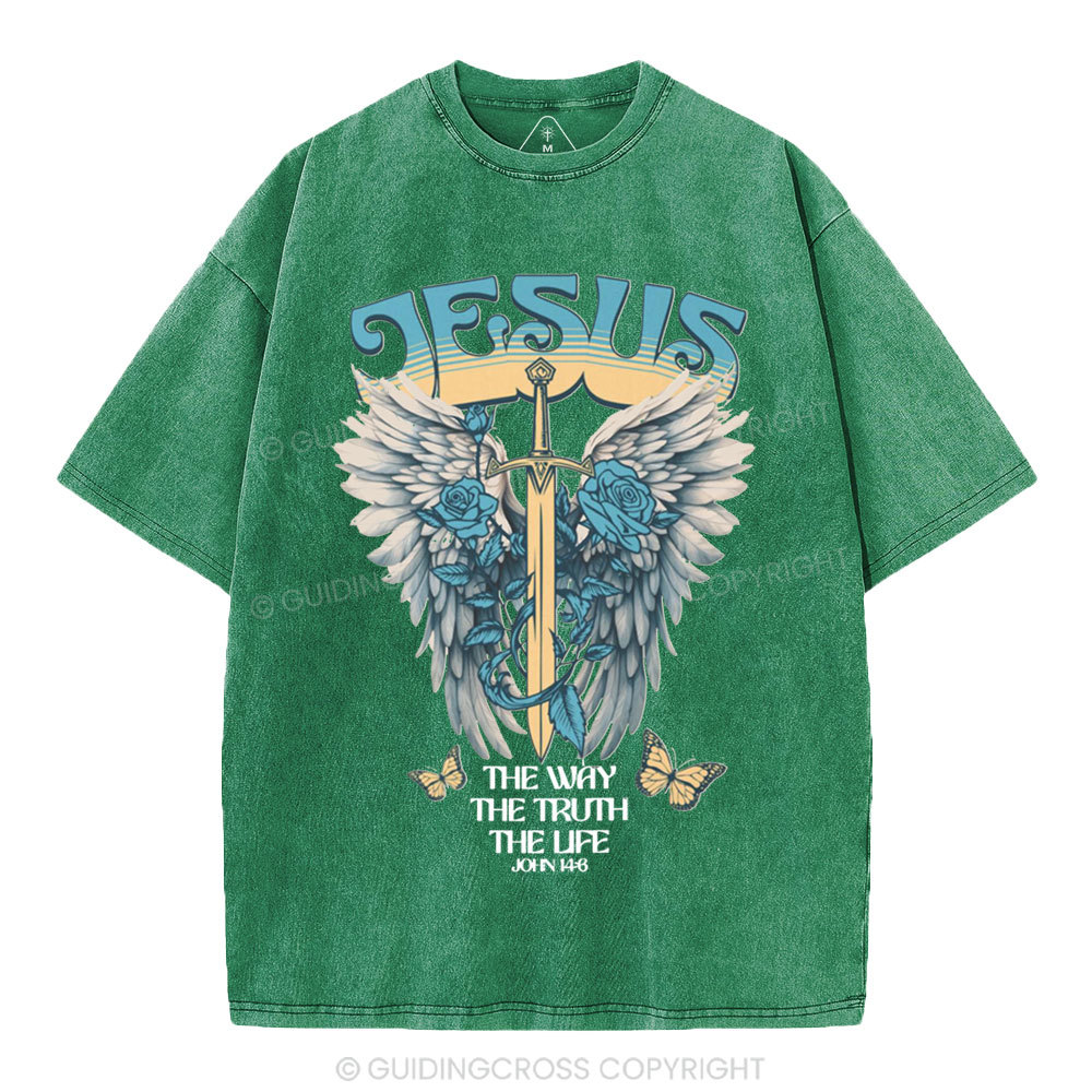 The Way The Truth The Life Christian Washed T-Shirt