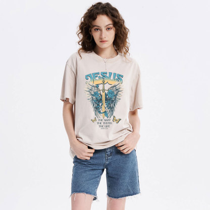 The Way The Truth The Life Christian Washed T-Shirt