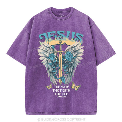 The Way The Truth The Life Christian Washed T-Shirt