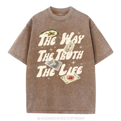 The Way The Truth The Life Christian Washed T-Shirt