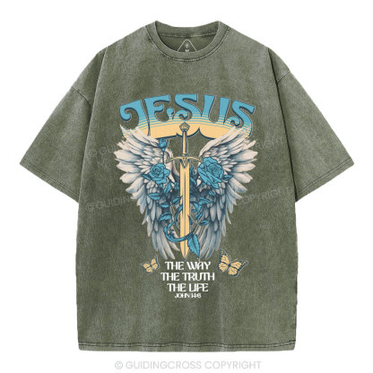 The Way The Truth The Life Christian Washed T-Shirt