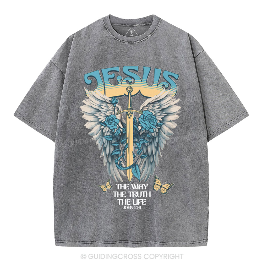 The Way The Truth The Life Christian Washed T-Shirt