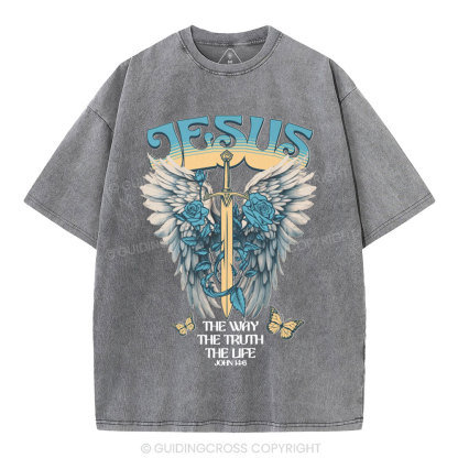 The Way The Truth The Life Christian Washed T-Shirt