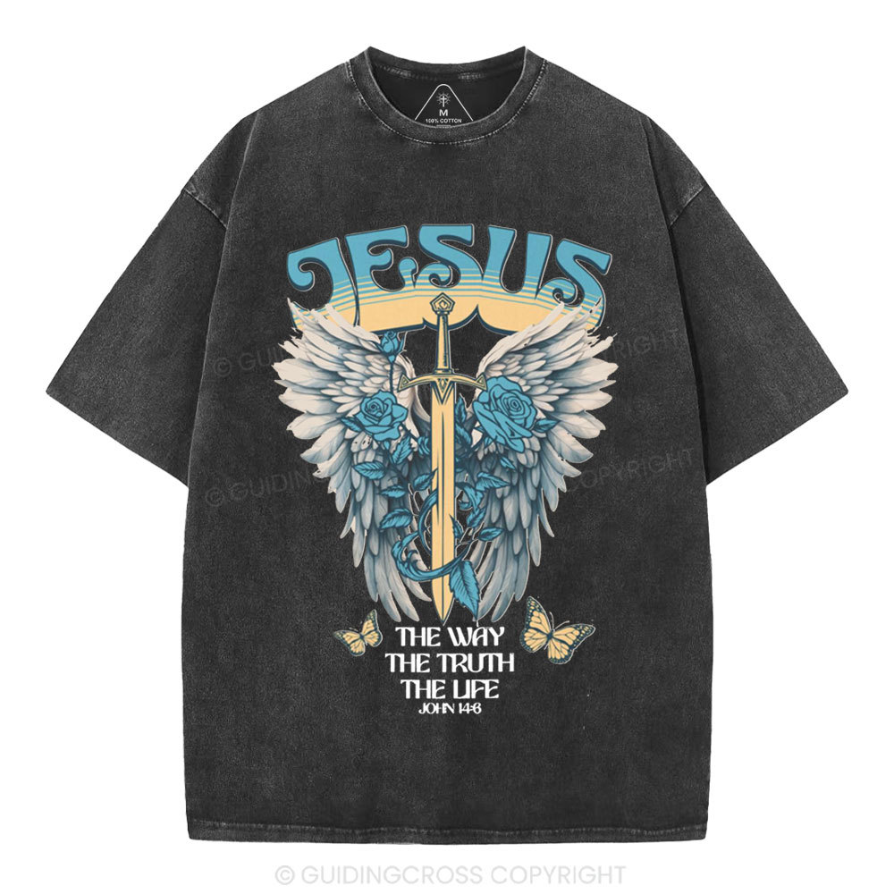 The Way The Truth The Life Christian Washed T-Shirt