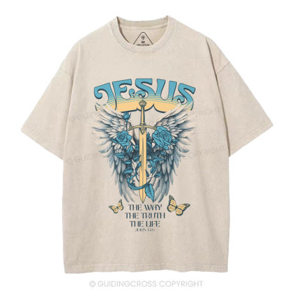 The Way The Truth The Life Christian Washed T-Shirt
