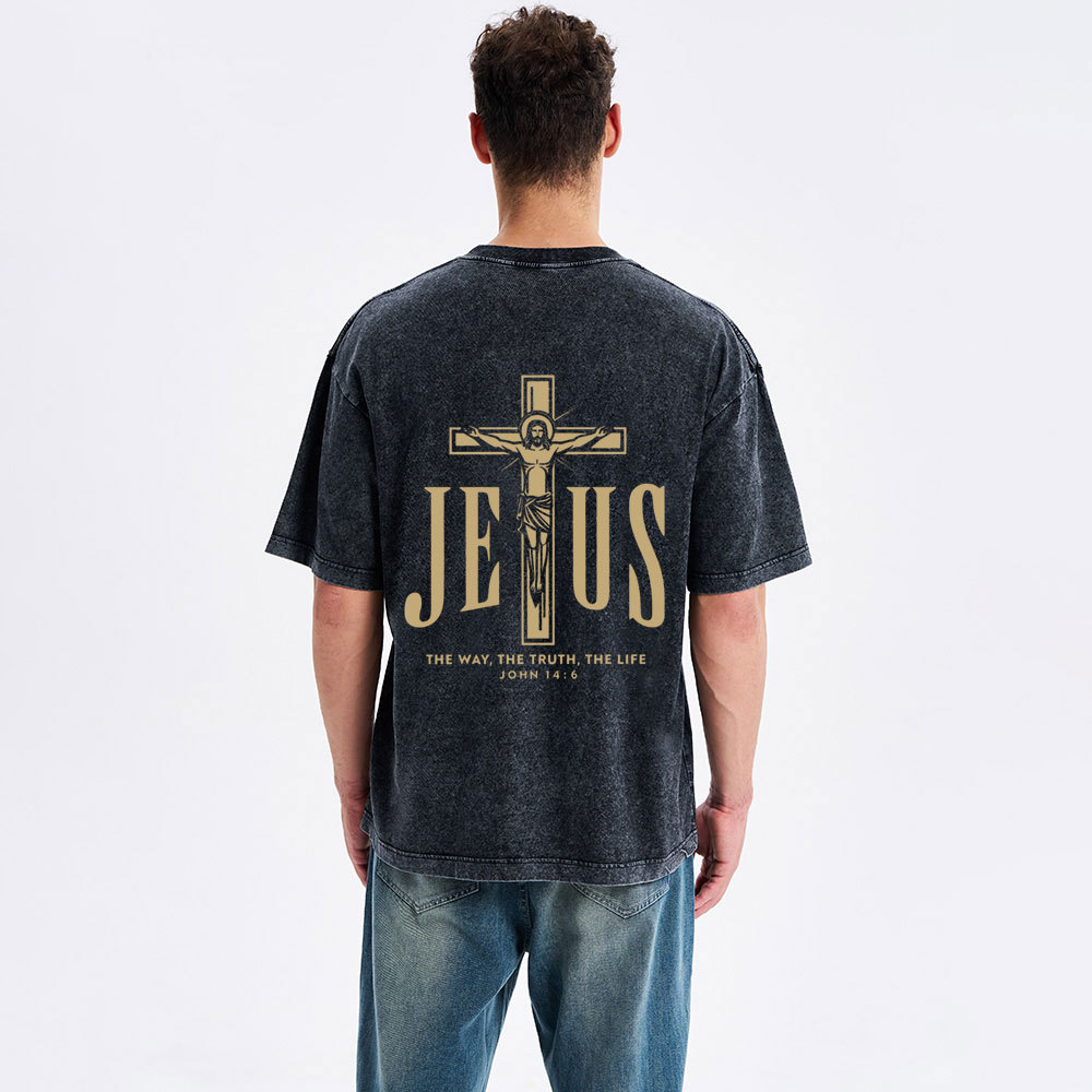 The Way The Truth The Life Christian Washed T-Shirt
