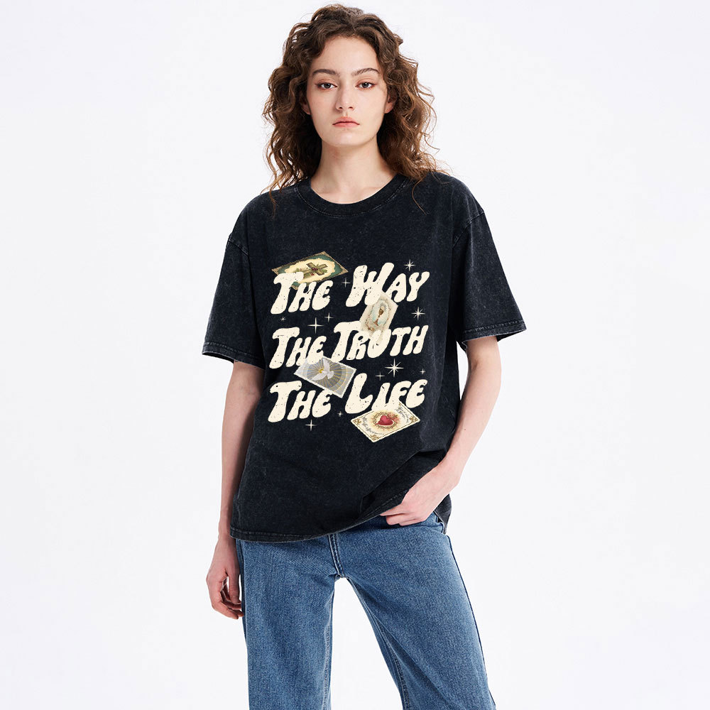 The Way The Truth The Life Christian Washed T-Shirt