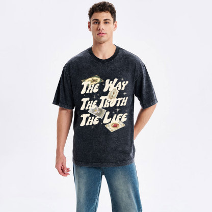 The Way The Truth The Life Christian Washed T-Shirt