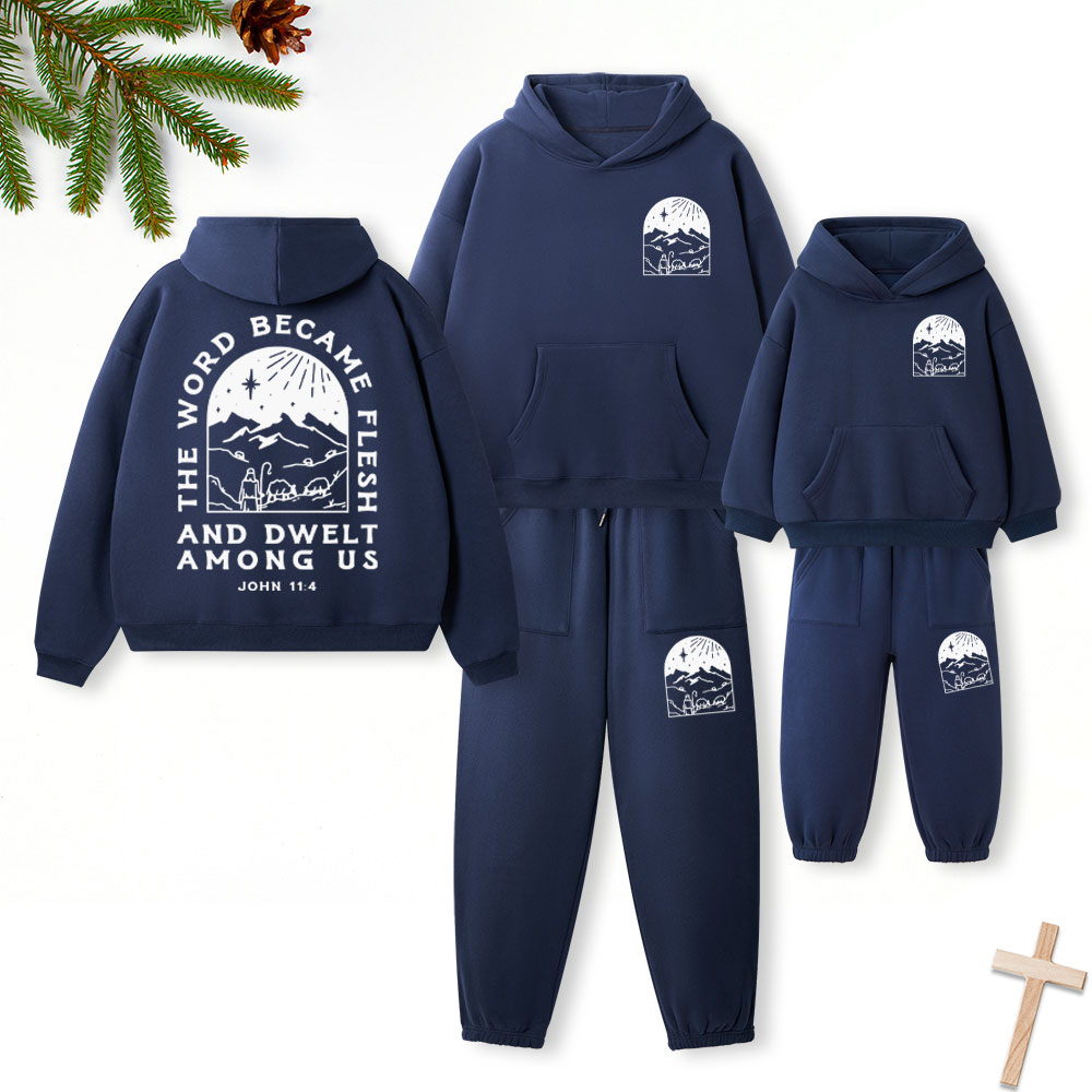 The Word Become Flesh Christian Premium Matching Fleece Hoodie Set