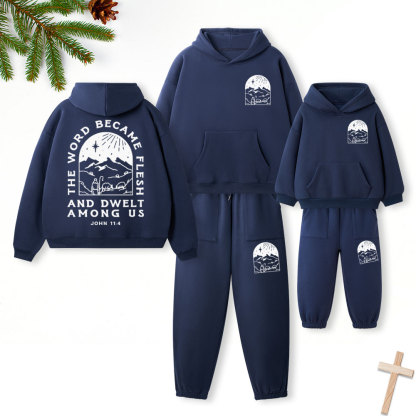 The Word Become Flesh Christian Premium Matching Fleece Hoodie Set