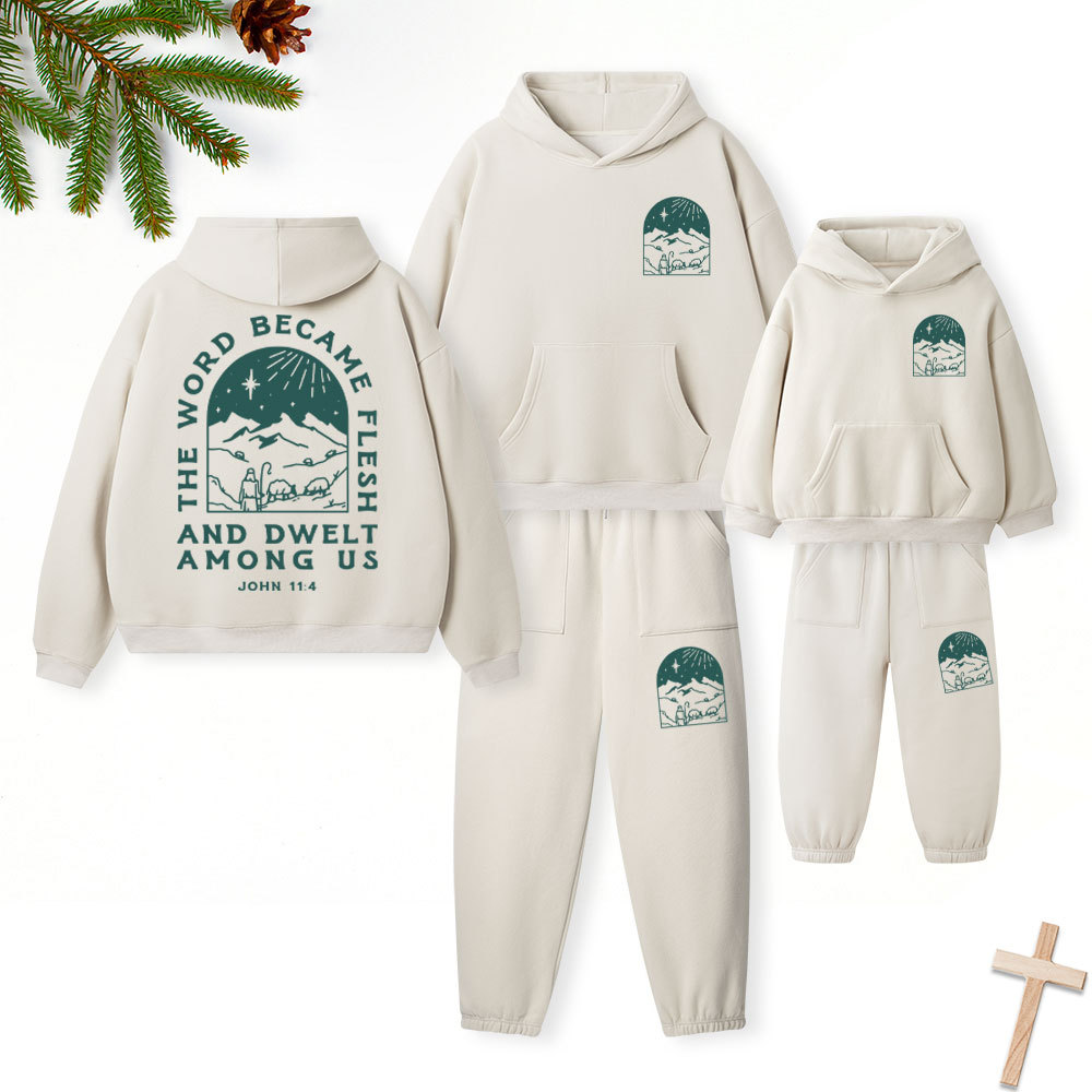 The Word Become Flesh Christian Premium Matching Fleece Hoodie Set