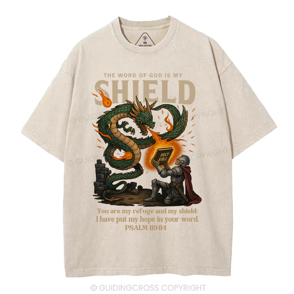 The Word Of God Is My Shield Christian Washed T-Shirt