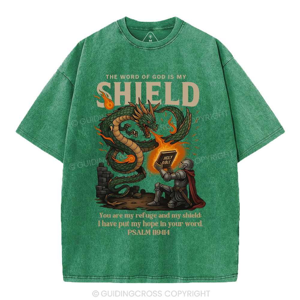 The Word Of God Is My Shield Christian Washed T-Shirt