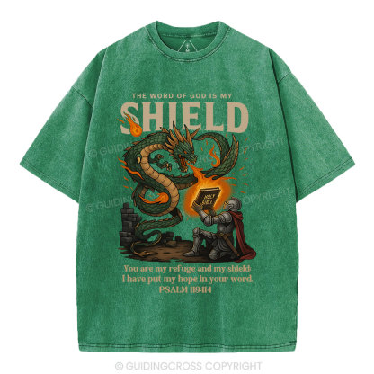 The Word Of God Is My Shield Christian Washed T-Shirt