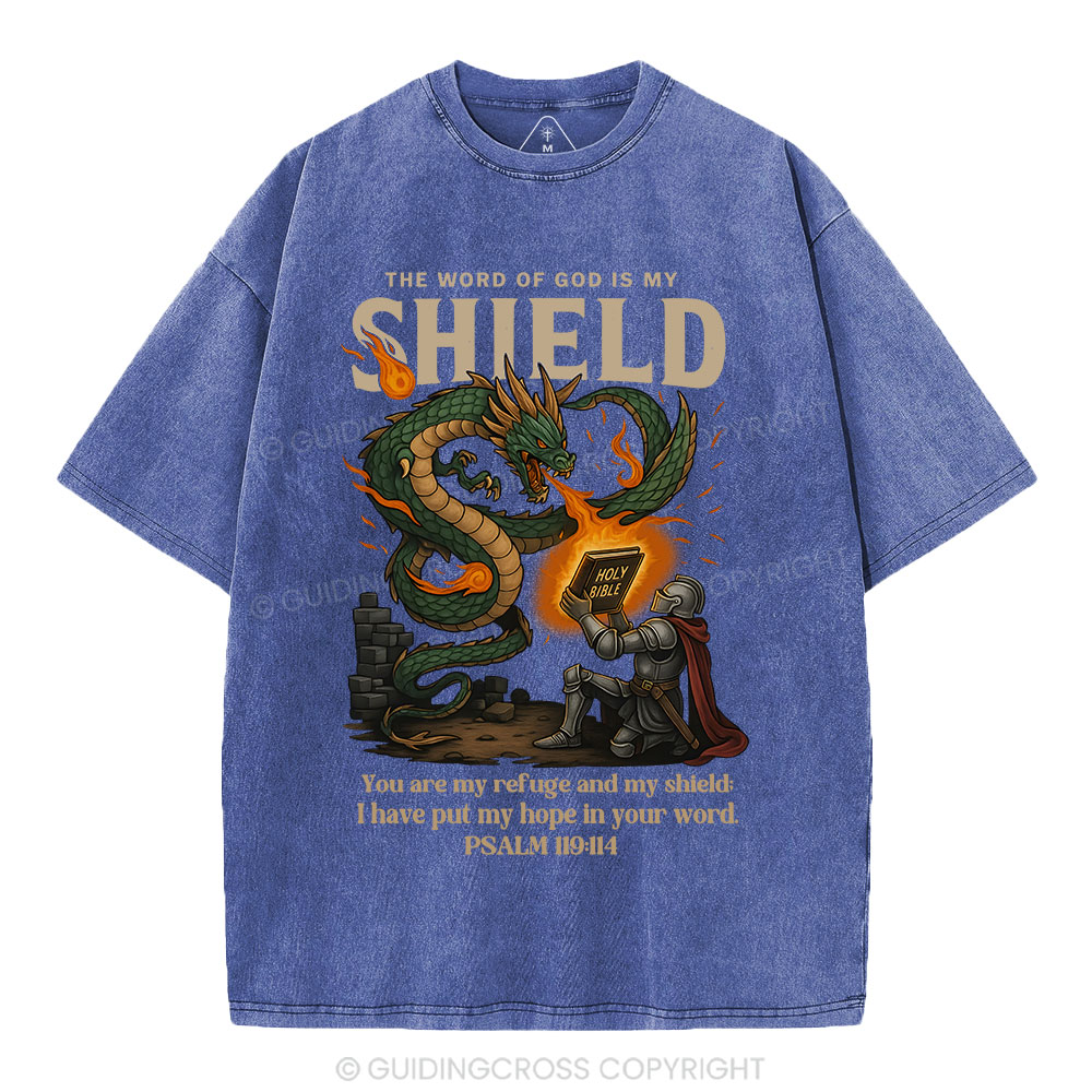 The Word Of God Is My Shield Christian Washed T-Shirt