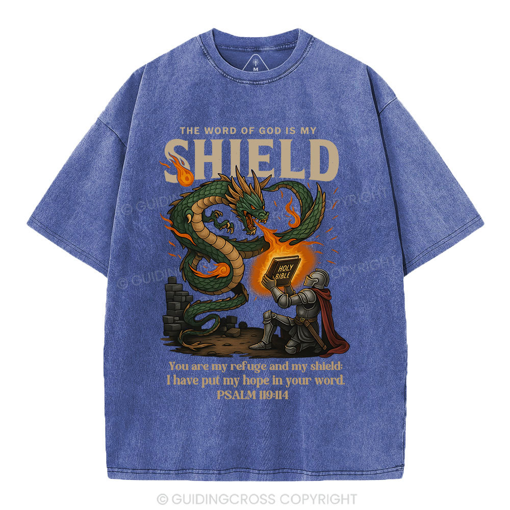 The Word Of God Is My Shield Christian Washed T-Shirt