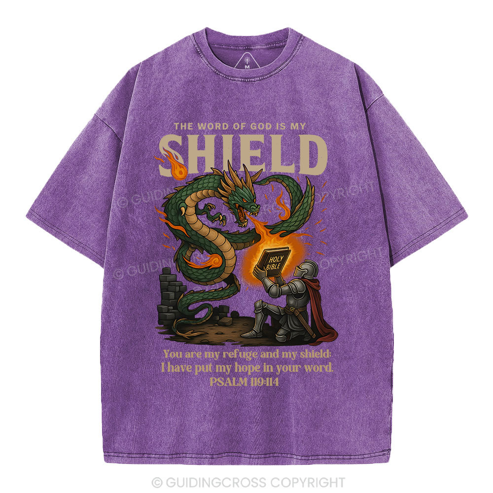 The Word Of God Is My Shield Christian Washed T-Shirt