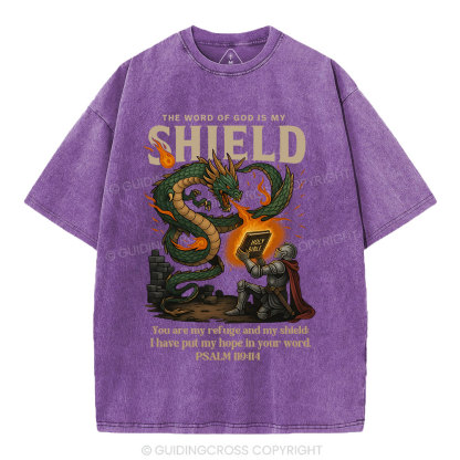 The Word Of God Is My Shield Christian Washed T-Shirt