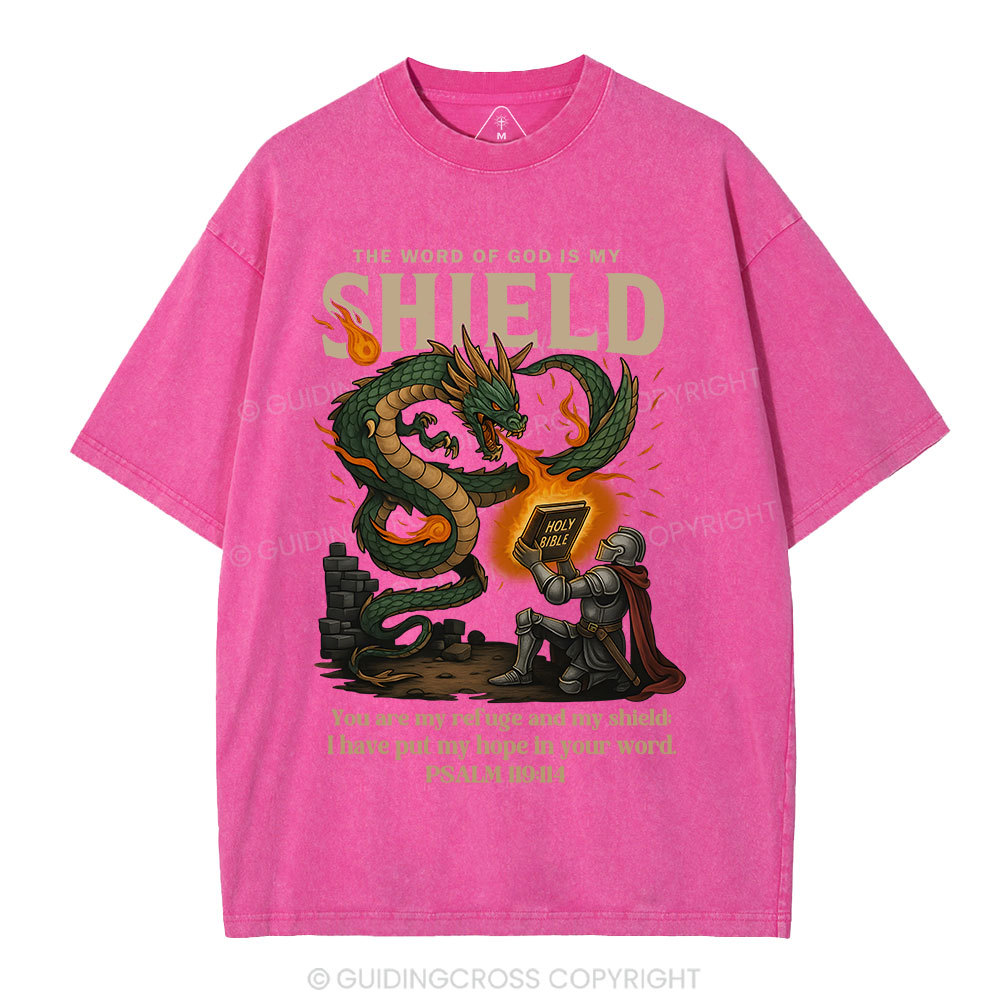 The Word Of God Is My Shield Christian Washed T-Shirt