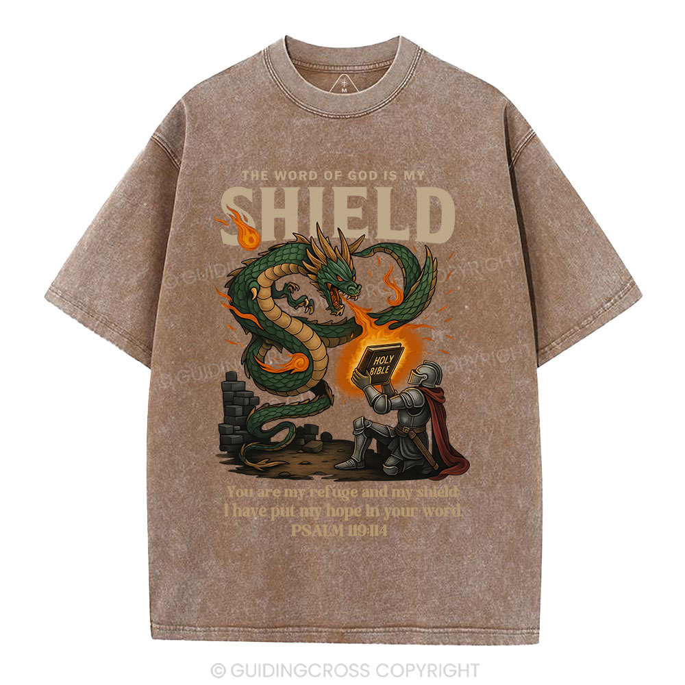 The Word Of God Is My Shield Christian Washed T-Shirt